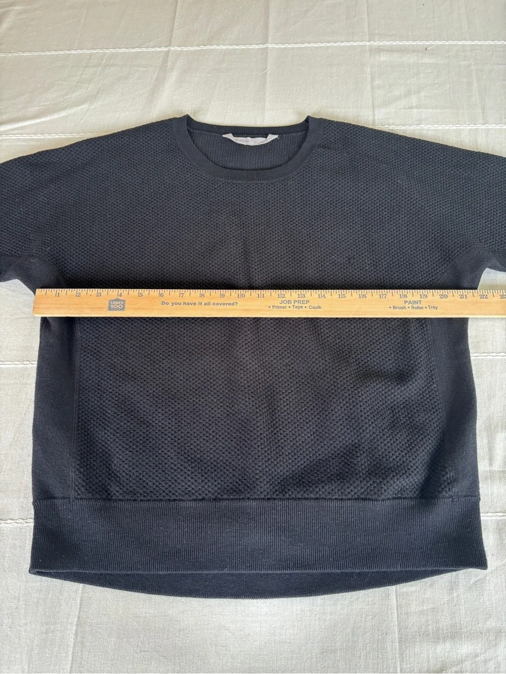 Athleta Merino Wool Blend Black Textured Sweater Women’s Large Crewneck Pullover